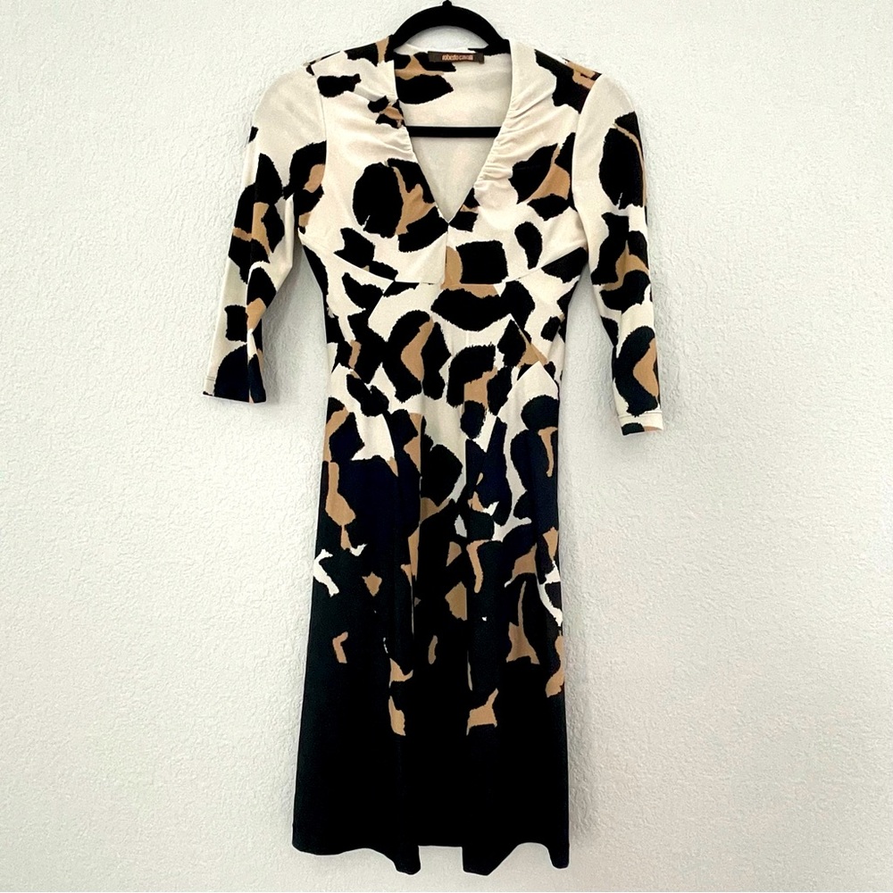 Vintage Roberto Cavalli leopard or giraffe animal print dress, size 38 (small)